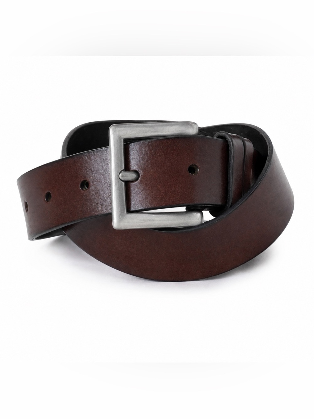 Rolf's Mens Brown Leather Belt Sz M Burnished Silver Square Buckle Dress Casual